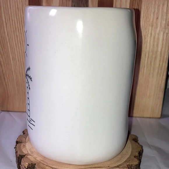RAE DUNN White Ceramic Mug Sun Palm Tree LA Yellow Inside Los Angeles New - Picture 4 of 6